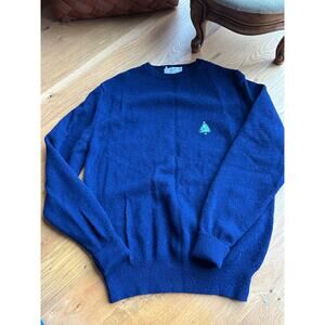Vintage Lord Jeff Lambswool Sweater M – Made in USA, Navy, Christmas Tree